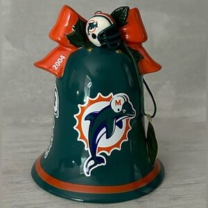 Miami Dolphins 2004 Danbury Mint Bell Christmas Ornament With Hanging Santa